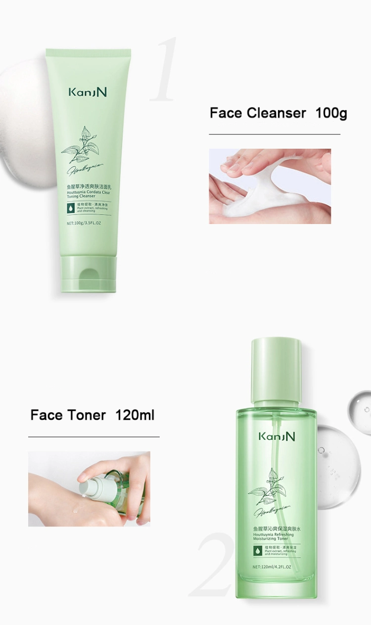 Hot Sale 6 PCS Face Beauty Gift Set Hydrating Skincare Facial Kit Organic Vegan Brightening Houttuynia Cordata Skin Care Set